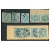CSA Stamps #6/7 Used  group of 9 Jefferson Davis 1