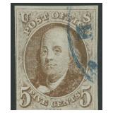US Stamps #1 Used Four Margin CV $465
