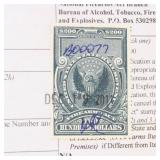 US Firearms Transfer Tax Stamp #RY8 CV $150