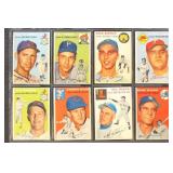 1954 Topps Baseball Cards Set Break 8 different, c