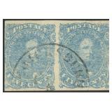 CSA Stamps #4 Used Pair Brownsburg CDS CV $450