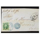 US Stamps #68 Used and tied on piece by blue Balti
