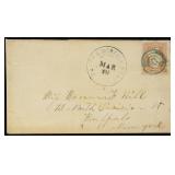 US Postal History #65 Tied by Blue Double Circle