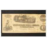 CSA Paper Money #T40 1862 $100 Note, Civil War era