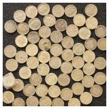 US Coins 62 Silver Roosevelt Dimes, Circulated