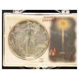 US Coins 2 Silver Eagles Uncirculated Group