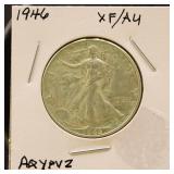 US Coin 1946 Walking Liberty Half Dollar, XF/AU