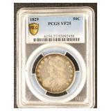 US Coin 1829 Bust Half Dollar Graded VF25 by PCGS