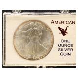 US Coins 2 Silver Eagles Uncirculated Group