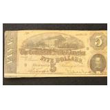 CSA Paper Money  #T69 1864 $5 Notes, Civil War