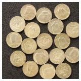US Coins 18 40% Silver Kennedy Half Dollars, Circu