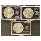 US Coins 3 Silver Eagles Uncirculated Group