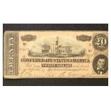CSA Paper Money  #T67 1864 $20 Note, Civil War era