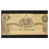 CSA Paper Money #T36 1861 $5 Bill