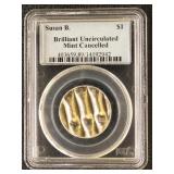 US Coin Mint Cancelled Susan B Anthony Dollar, gra