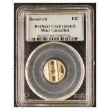 US Coin Mint Cancelled Roosevelt Dime, graded Bril