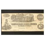 CSA Paper Money  #T39 1862 $100 Note, Civil War er