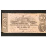 CSA Paper Money #T52 1862 $10 Bill