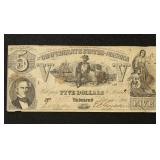 CSA Paper Money #T37 1861 $5 Bill