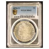 US Coin 1878-CC Morgan Silver Dollar Graded MS62 b