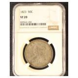 US Coin 1823 Bust Half Dollar Graded VF20 by NGC