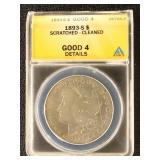 US Coin 1893-S Morgan Silver Dollar Graded Good 4