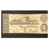 CSA Paper Money  #T60 1863 $5 Note, Civil War