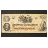 CSA Paper Money #T41 1862 $100 Note, Civil War era