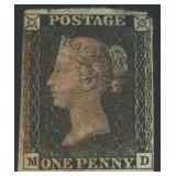 Great Britain Stamp #1 Used Penny Black CV $375