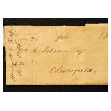 1836 Leetown Virginia Stampless Folded Letter with