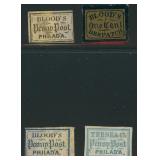US Local Stamps 1840s-1850s group of 4 incl 3 Bloo