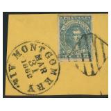 Confederate States Stamp #2 Used on piece CV $180