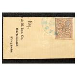Confederate States Stamps #61x5 Used on Piece with