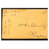 1851 Powhatan Courthouse Stampless Cover, Manuscri
