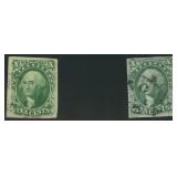 US Stamps #14 & 15 Used 1850s 10 Cent Issue, #15 w