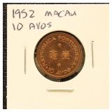 Macau Coin 1952 10 Avos