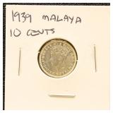 Malaya Silver Coin 1939 10 Cents