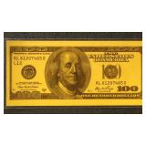 Gold 1 Gram of .999 Fine Gold in $100 Bill