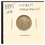 Straits Settlements Silver Coin 1895 Ten Cents