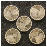 Silver 5 Walking Liberty 1/10 Ounce Rounds