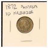 Austria Silver Coins 1872 10 Kruezer