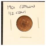 Ceylon Coin 1901 Half Cent