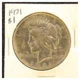 US Silver Coin 1921 Peace Silver Dollar, circulate
