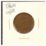 US Coin 1864 Two Cent Piece, circulated