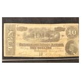 CSA Paper Money 1864 $10 Note, circulated