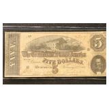 CSA Paper Money 1864 $5 Note, circulated