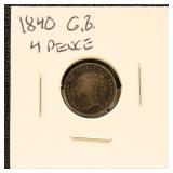 Great Britain Silver Coin 1840 4 Pence