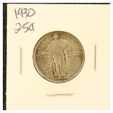 US Silver Coin 1930 Standing Liberty Quarter, circ