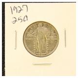US Silver Coin 1927 Standing Liberty Quarter, circ