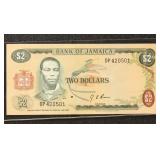 Jamaica Paper Money 2 notes ($2 & $5 issues), mixe